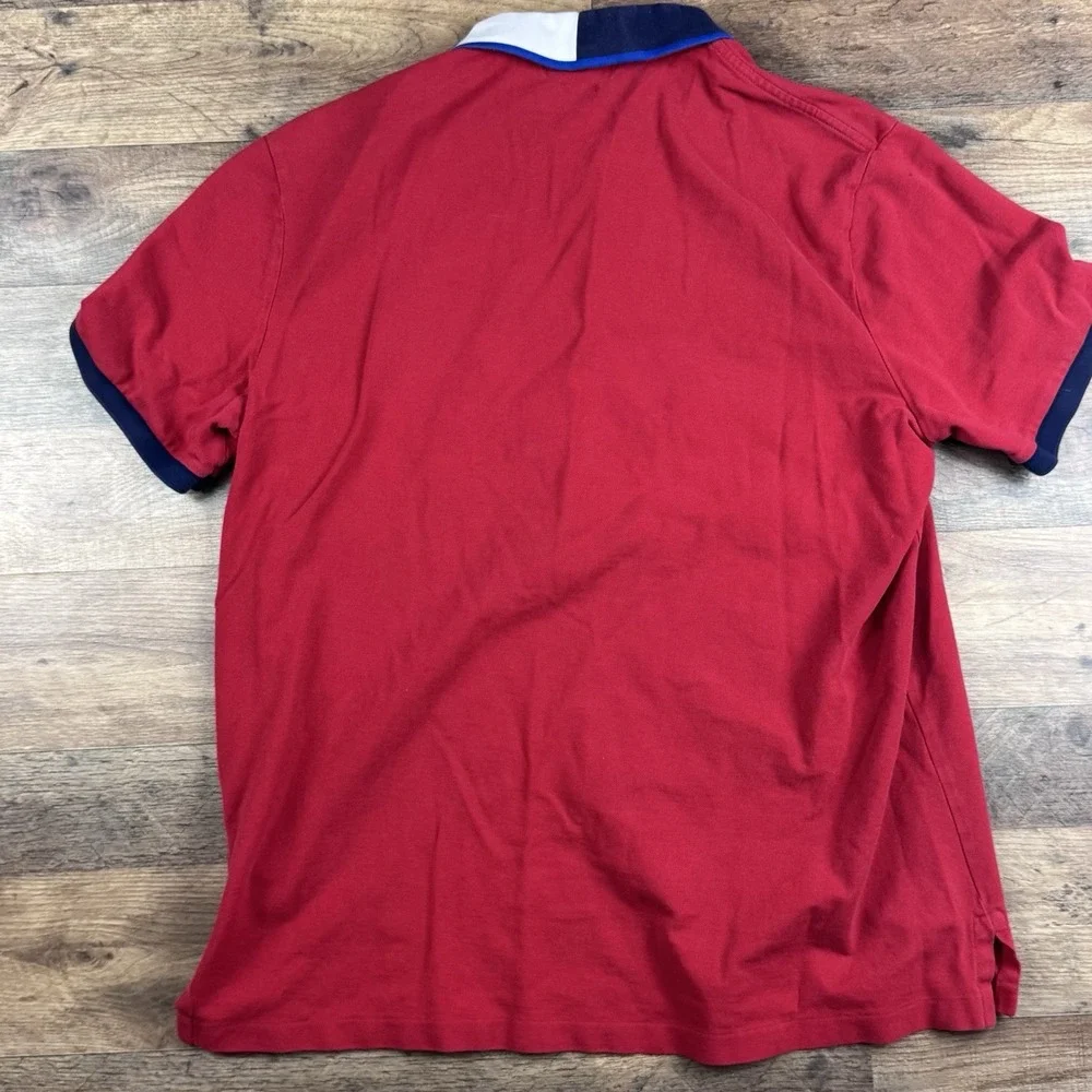 Polo Ralph Lauren Big Logo Red Polo Shirt Men's Size L Color block Collar